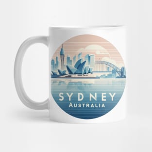 Stylish Sydney Australia sticker with Opera House and Harbour Bridge - perfect for travel enthusiasts and tourism fans Mug